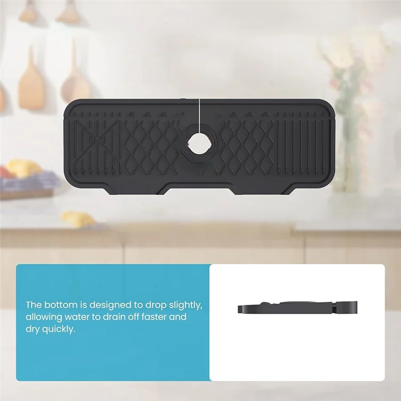 

PORK-Кухонная раковина, брызговик, силиконовый коврик для смесителя 17 футов X 5,9 дюйма, дизайн наклона 5 градусов