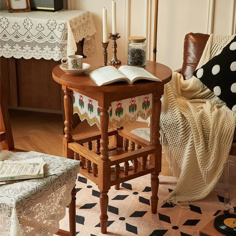 

solid wood edge table, high-end artistic sofa, side cabinet, home living room, small coffee table, creative bedside table
