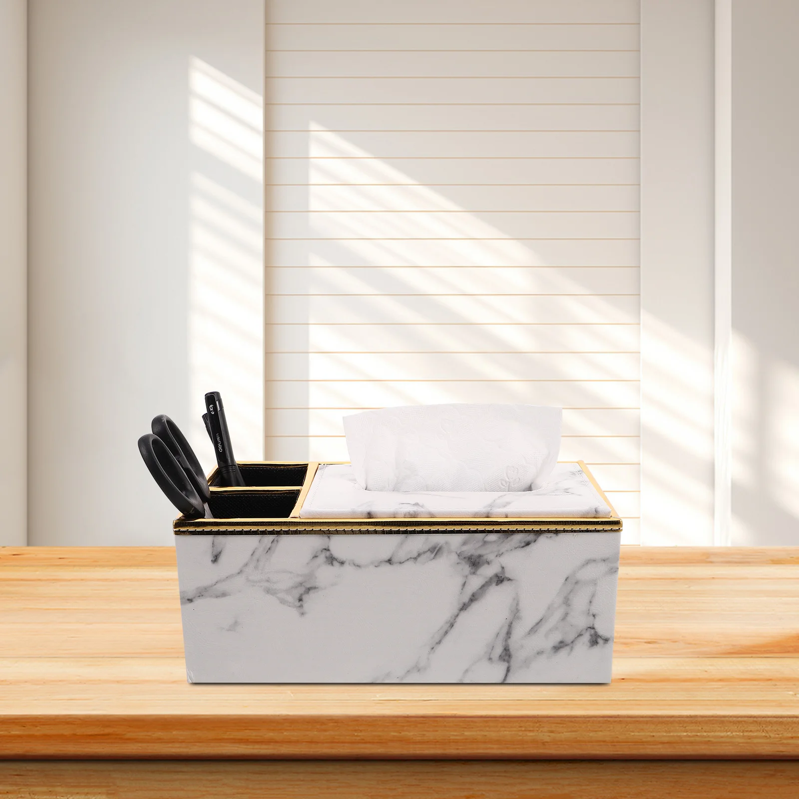 

2pcs Multifunctional Tissue Box Organizer 9.4" X 5.1" X 3.7" Pu Storage Box For Kitchen Bathroom Hotel Desktop Facial