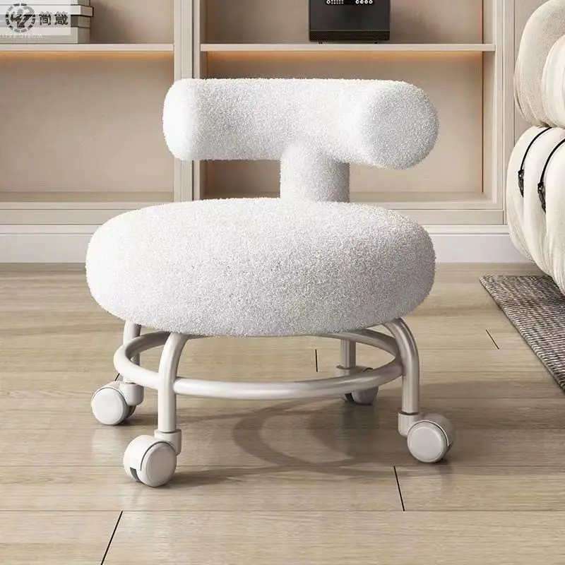 Hallway Small Footrest home universal wheeled pulley low stool mobile vanity chair Interior Office living room furniture