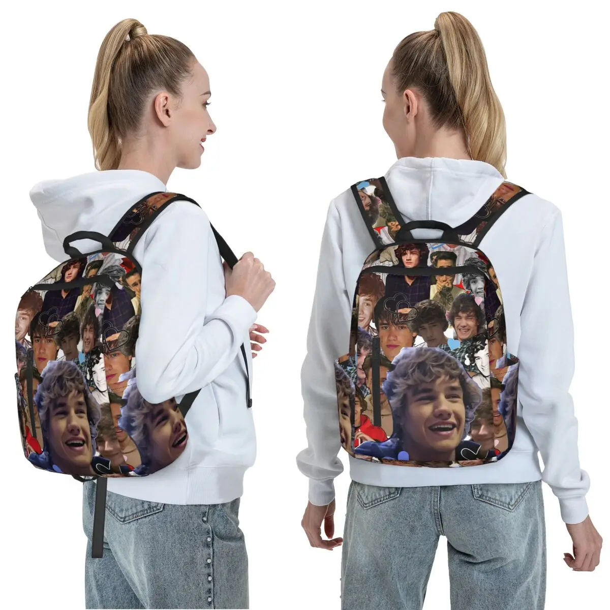 Liam Payne Photo Collage Backpack Daypack Large Capacity Boys Girls BookBag School Bag Shoulder Bags for Men Women
