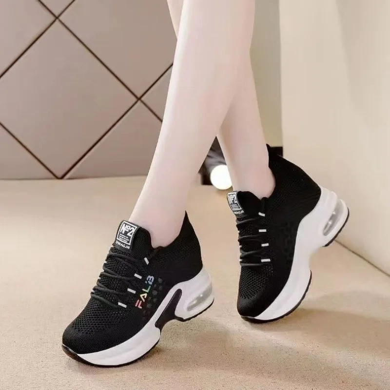 Breathable Women's Sneakers Lace Up Womens Wedge Shoes Versatile Female Shoes 2024 New Platform Shoes Comfortable Zapatos Mujer