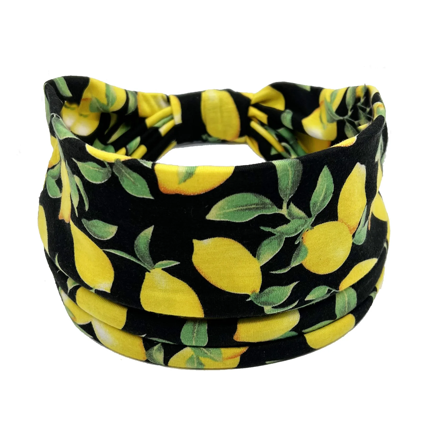 Bandeau de sauna large imprimé de fruits pour femmes et filles, turban élastique noué, accessoires pour cheveux de plage Boho