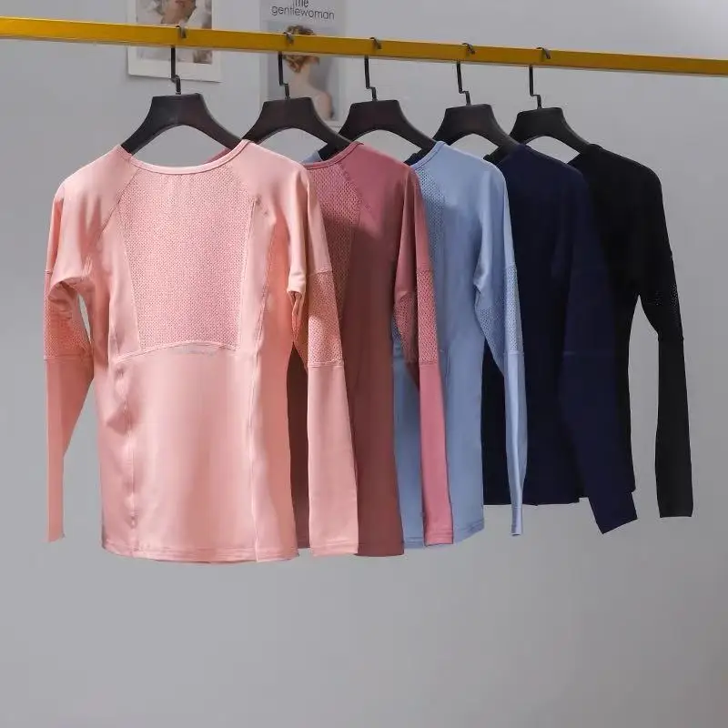 

Women's Long-Sleeve Yoga Clothing, Breathable Quick-Dry Fitness Wear, Slimming Running Pilates Sports T-Shirt, Training Apparel