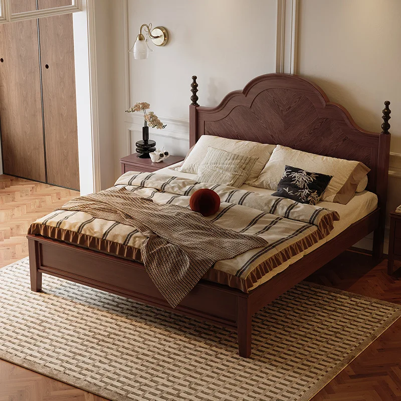 Court bed French retro solid wood antique double master bedroom 1.8 meters large  American wedding