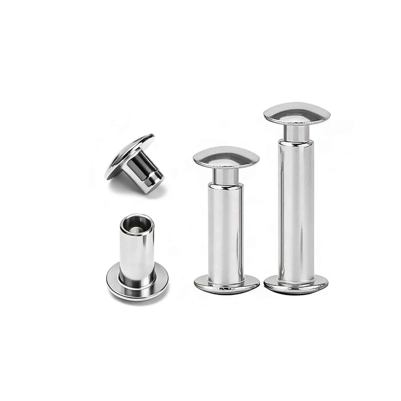10/30sets 304 Stainless Steel Oval Head Interlock Rivet Male Female Striking Semi-Hollow Rivet D3 D4 D5 D6
