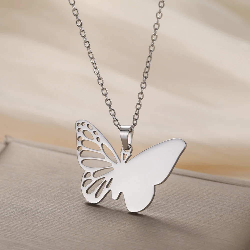 Sipuris Schmetterling Personalisierte Gravur-Namenskette Edelstahl Goldfarben Trendiger Vintage Personalisierter Tier-Anhänger Schmuck – Detail 6