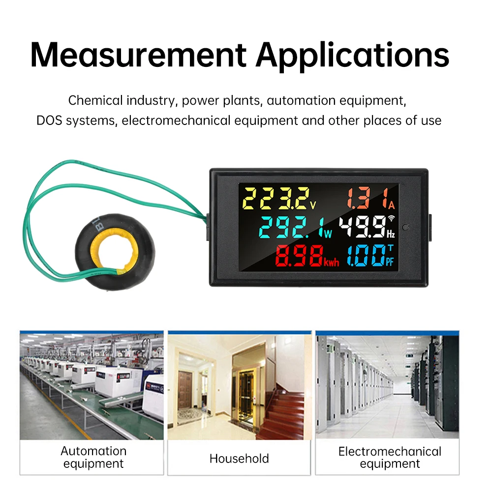 Medidor de seis pantallas D69-2068, medidor de energía LCD para el hogar, probador de potencia, medidor inteligente, voltaje y corriente digitales de alta precisión