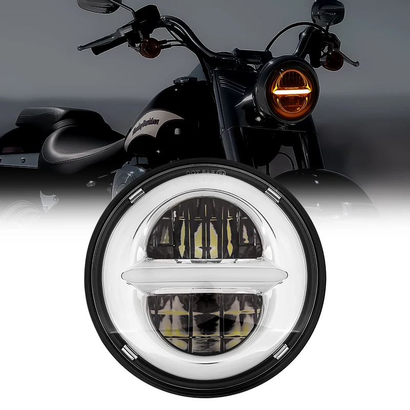 5.75Inch LED Headlight For Vespa Honda Shadow VT 600 700 750 1100 VTX 1300 1800 with Halo Ring DRL Amber Turn Signal Headlamp