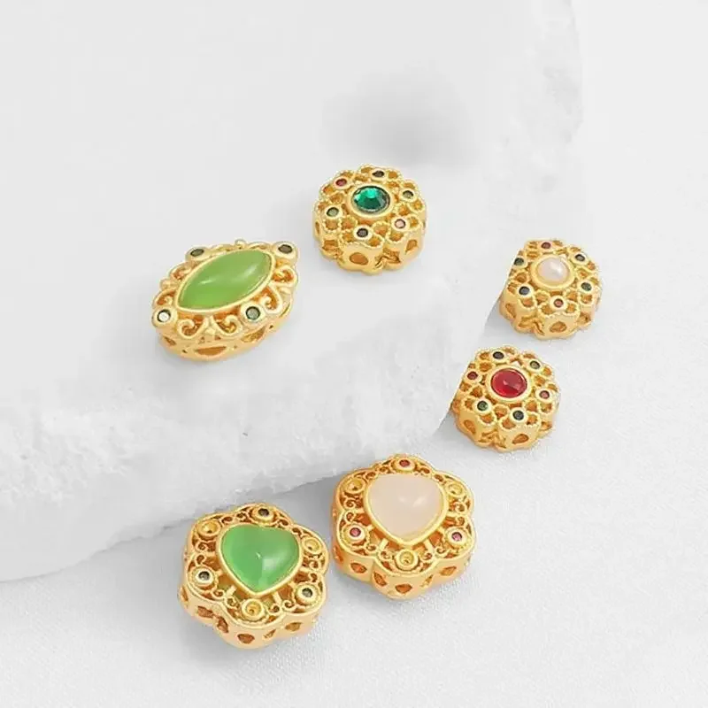 

Сохранение цвета золота 18 карат, матовое золото, полые цирконовые бусины 11 мм, плоская бусина через отверстие, браслет из бисера «сделай сам», ожерелье, аксессуары