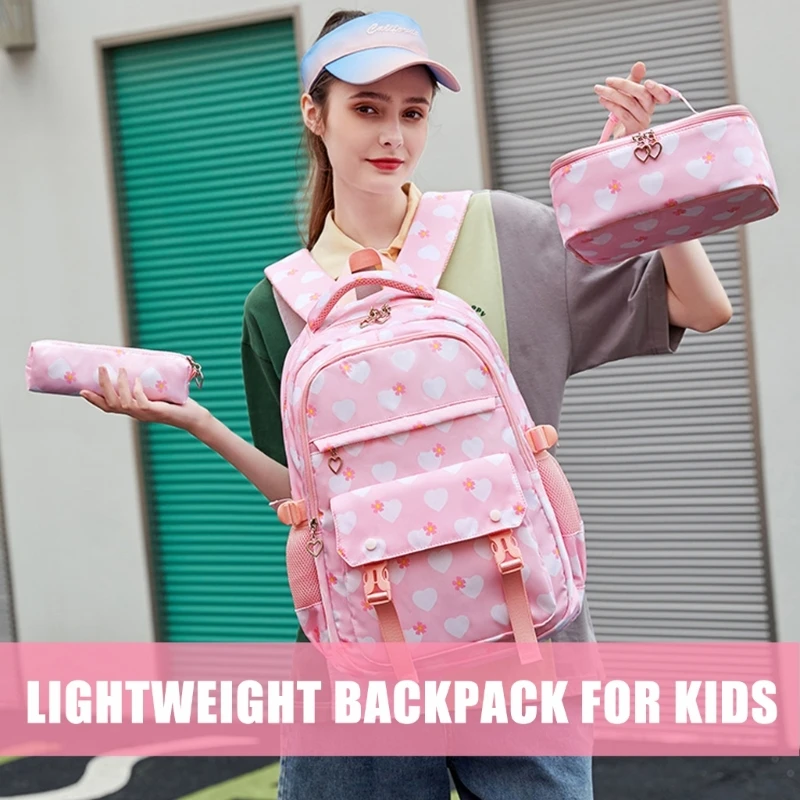 3 pçs saco escola prático mochila capacidade com estojo lápis lancheira casual mochilas trvel daypack para