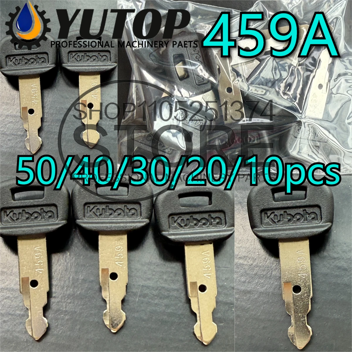 

50/40/30/20/10pcs 459A For Kubota New Ignition Switch Keys Excavator Heavy Equipment Engine 459A Excavator Switch Keys