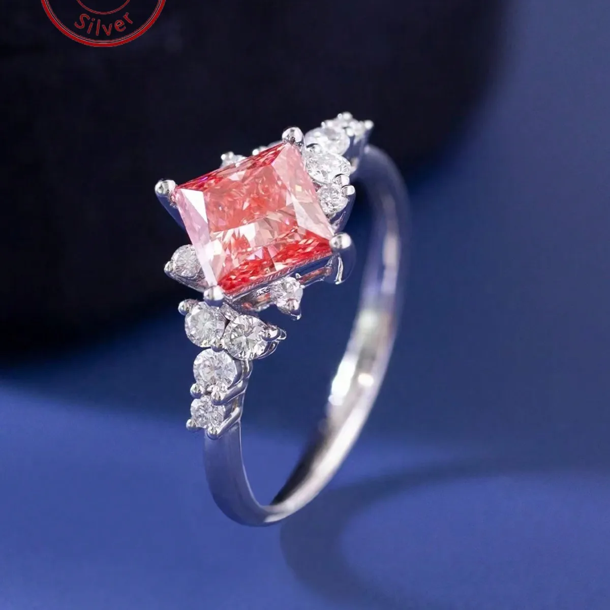 

S925 Sterling Silver Ring, Fashionable, Light Luxury, Platinum Plated Ring, Colorful Jewelry, Wedding Ring Accessories, Jewelry