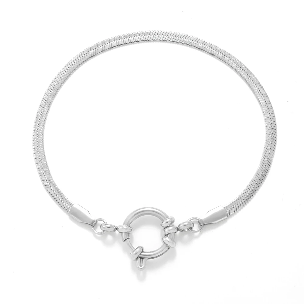 Stainless Steel Can Be Opened Spring Clasp Bracelet For Women Gold Color Bangle Long Chain Excellent Quality