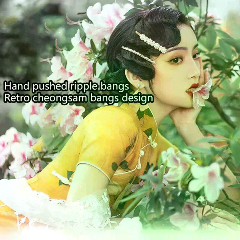 الاصطناعية خمر اليد دفع تموج الانفجارات وهمية جمهورية الصين نمط موجة رئيس شعر مستعار قطعة العتيقة للنساء #4