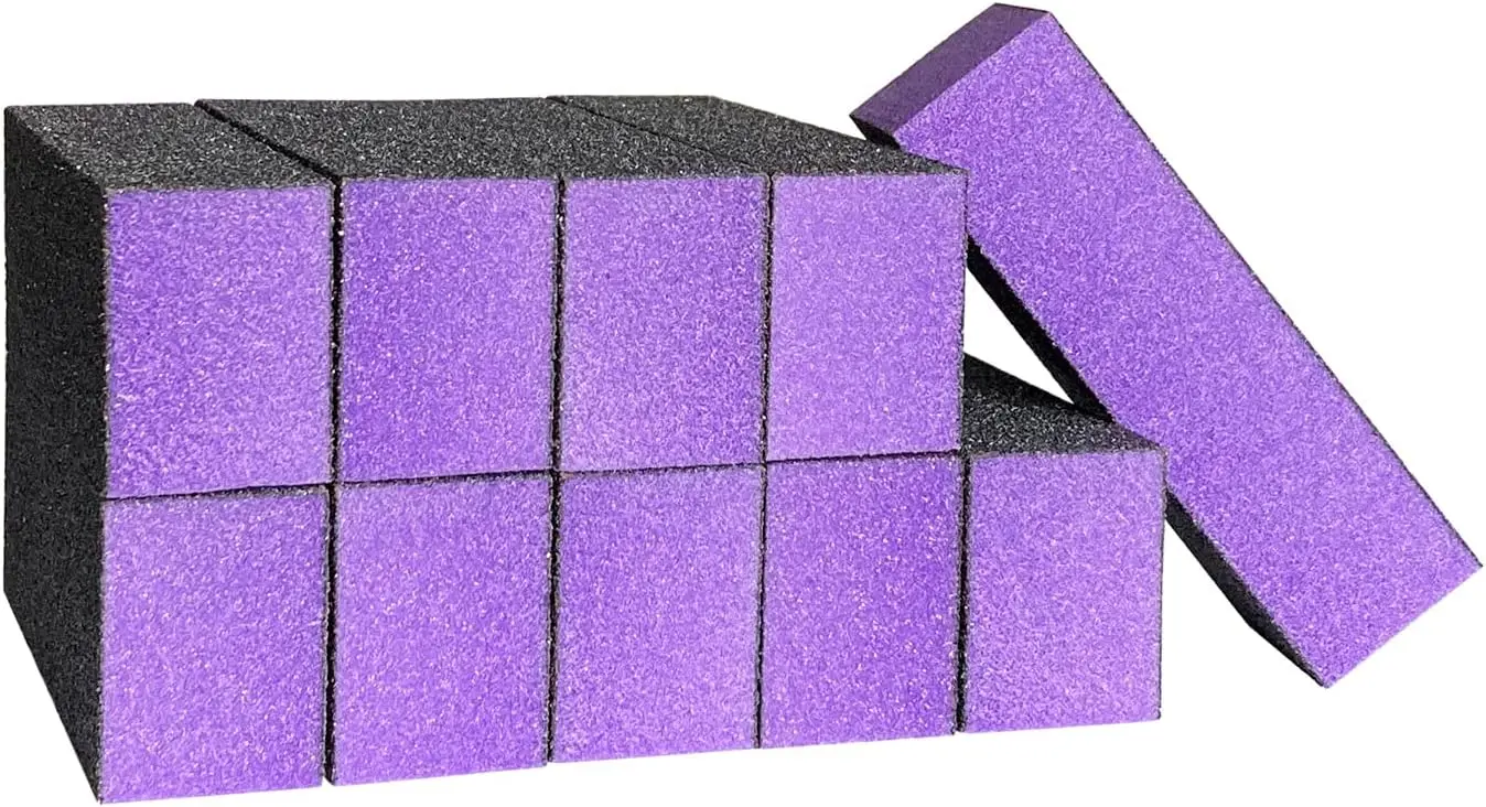 

10 Pcs Nail Buffer Sanding Blocks 100/180 Grit 3 Sides Nail Files for Manicure Pedicure Art (Black Purple)