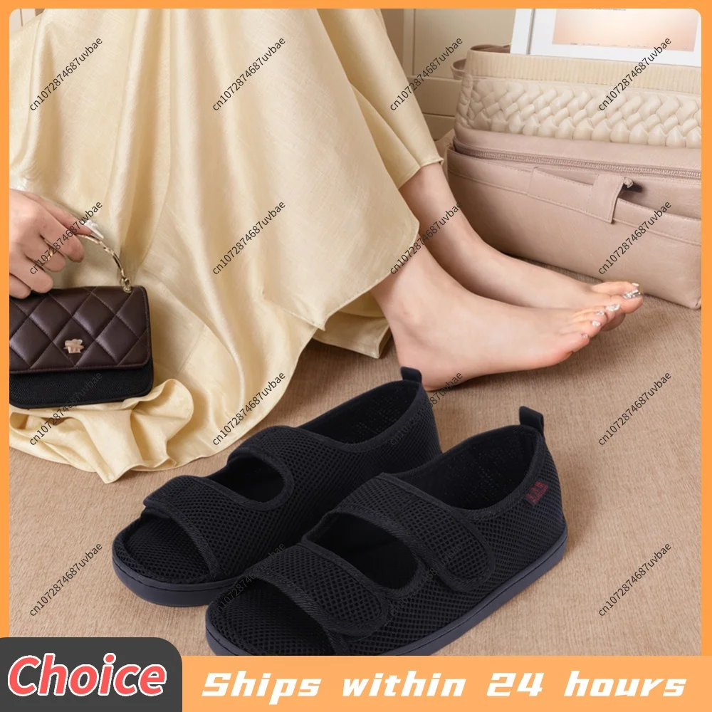 Diabetic Sandals Adjustable Hook & for Loop Summer Walking Sandals Soft Elderly Sandals for Elderly Swelling Sensitive Feet