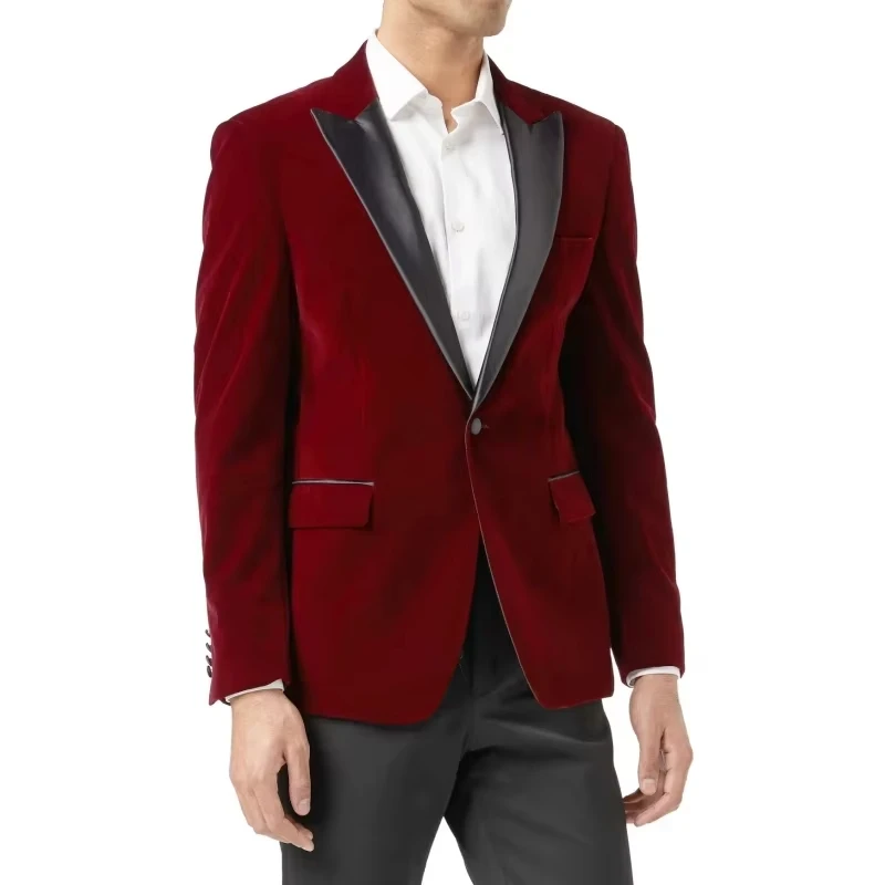 

Black Men Suit 1 Piece With Lapel Slim Business Casual For Wedding Groom Banquet Tuxedo Jacket