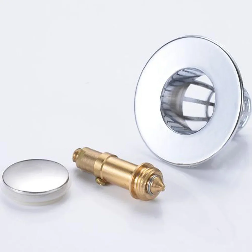 Sink Drainer Water Stopper Stainless Steel Pop-Up Bounce Core Washbasin Filter Hair Strainer Stopper Bathroom Sink Accessories