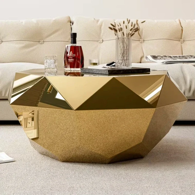 

Modern Fashion Living Room Furniture Design Diamond Shaped Stainless Steel Coffee Table Suitable for Villas