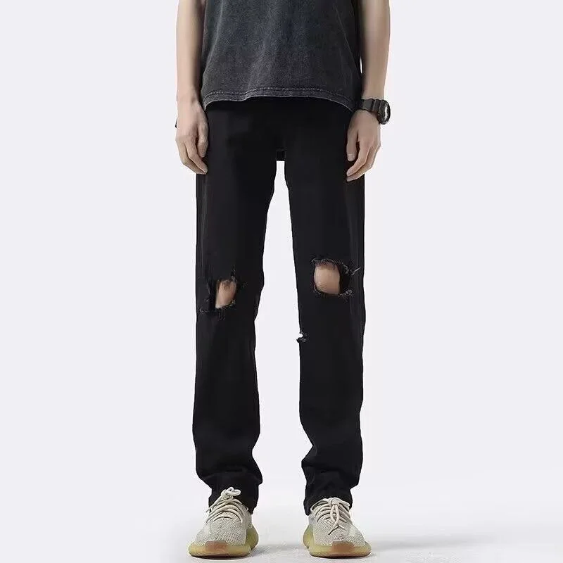 

Джинсы Bla Hole Denim для мужчин и женщин, летние, модные, американского бренда, в стиле INS, облегающие, прямого кроя, в стиле High Street Vibe
