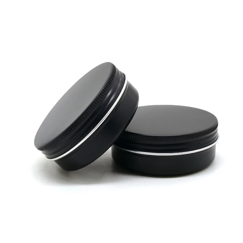 

200pcs 60ml Gloss Black Metal Aluminum Jar Tin Can Container Small Lip Balm Tin 2 oz Screw Top Tin Jar for Cosmetic