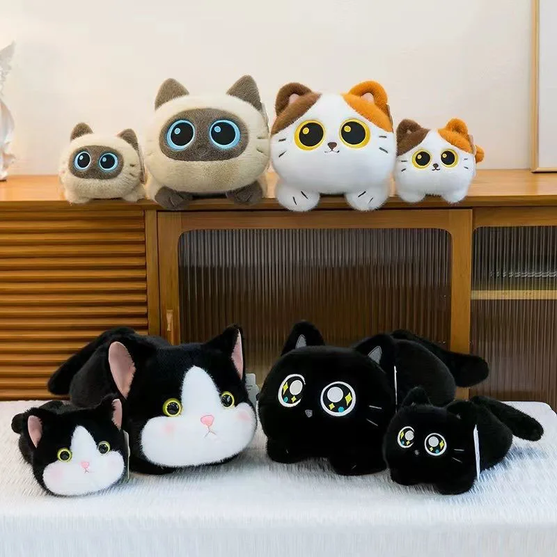 Cute Cat Plush Toy Soft Fluffy Filled Kitten Pillow in 4 Colors Suitable for Kids  Adults Home Decoration Pillows Birthday Gifts
