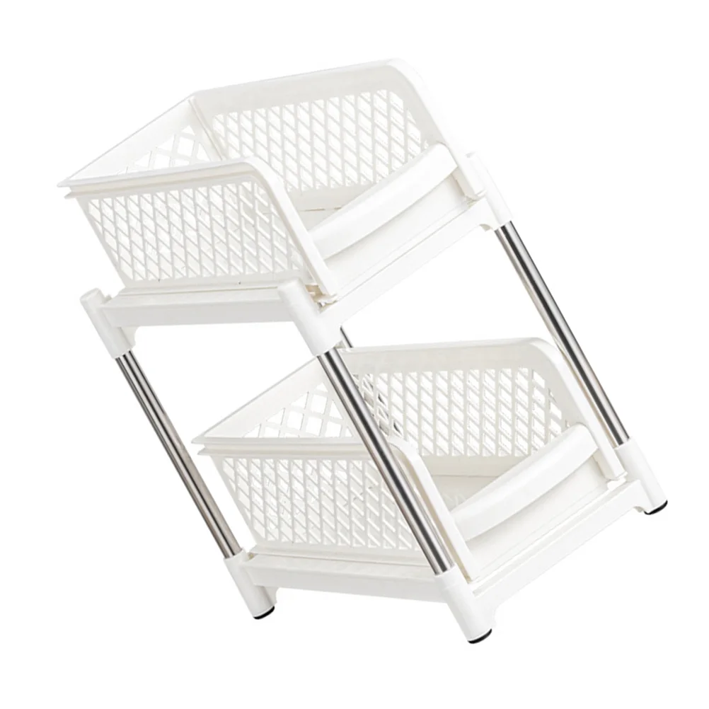 

2 Tier Storage Rack Kitchen ganizer PP Stainless Material For Seasoning Canned Towels Detergents Bathrooms Countertop