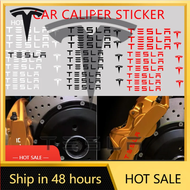 

Car Sticker Tesla 9PCS Car Brake Caliper Sticker Heat Resistant Decal Decoration PVC Sticker Decal Auto Accessories For Tesla Mo