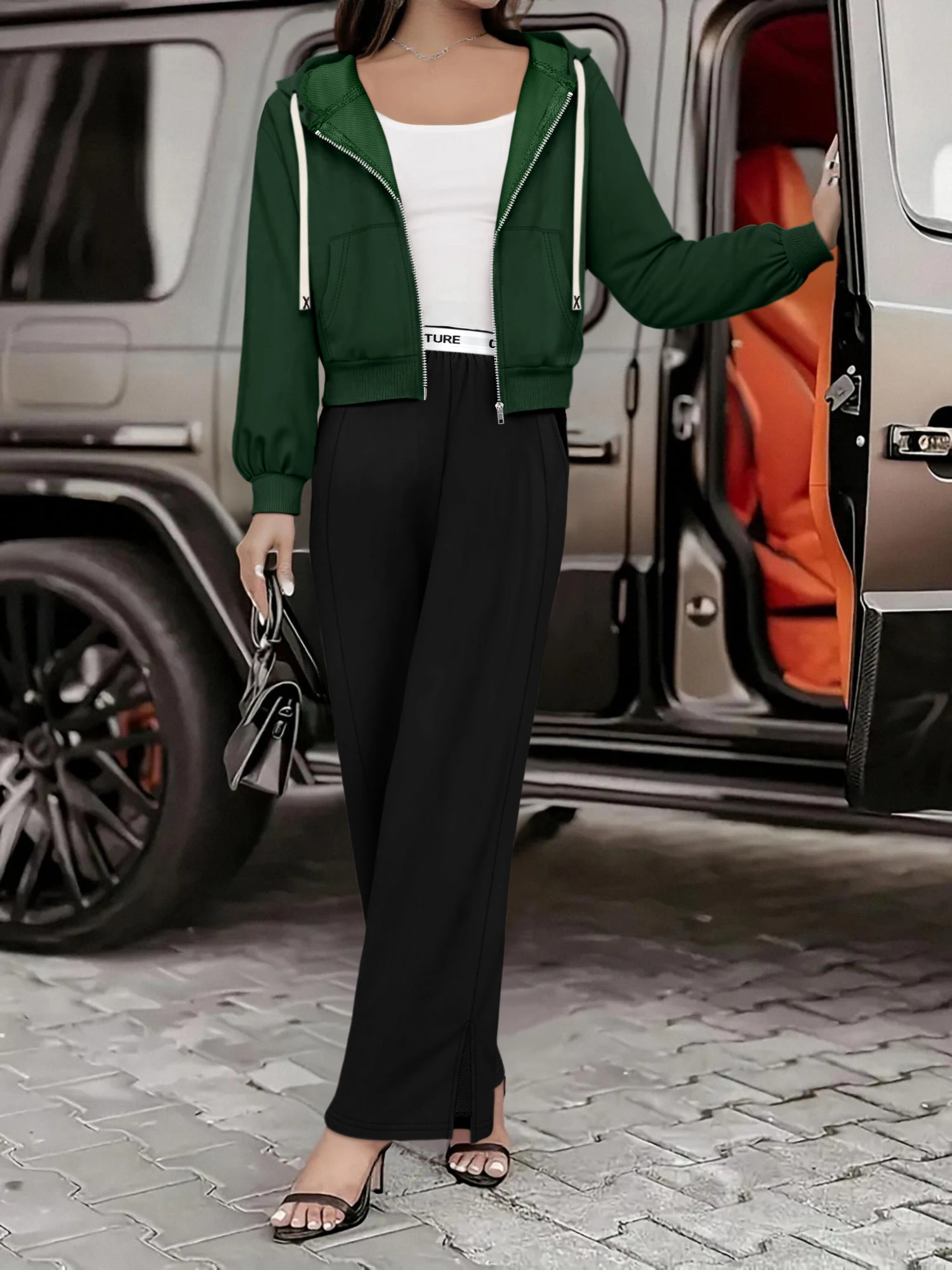 秋の女性用カジュアルなトラックスーツ。ドローストリング付きの - Jackets のレビューと価格