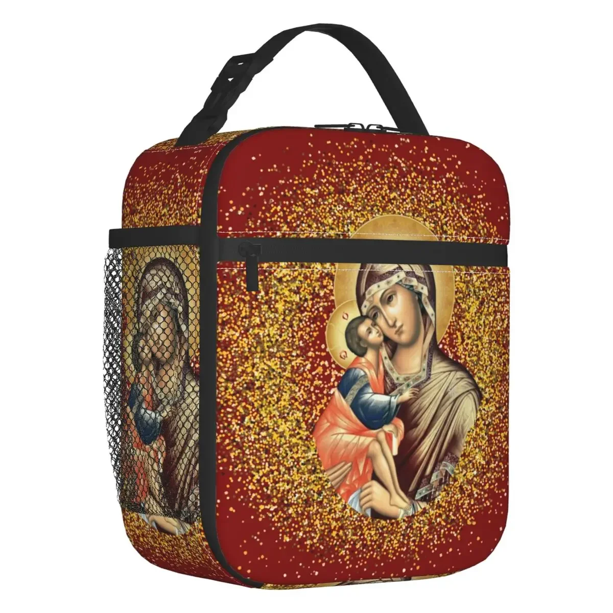 

Virgin Mary Portable Lunch Box Women Multifunction Mexican Catholic Thermal Cooler Food Insulated Lunch Bag Office Work