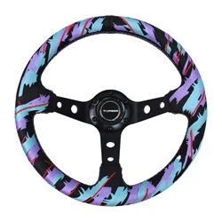 JDM Embroidery 320mm diameter Aluminum Bracket Microfiber Leather Material Racing Sports Modified embroideries Steering Wheel