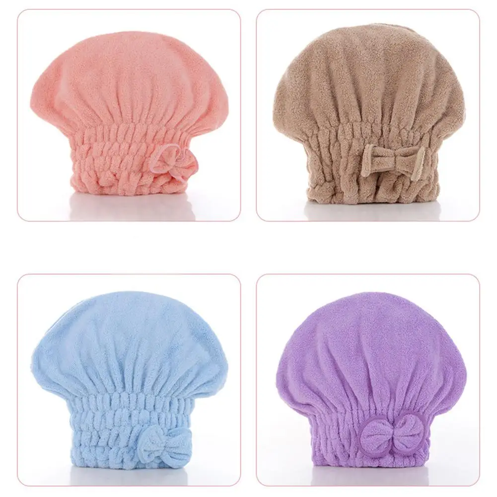 icrofiber Hair Drying Towels Head Wrap with Bow-Knot Shower Cap Hair Turban Hair Wrap Bath Cap for Curly Long Wet Hair