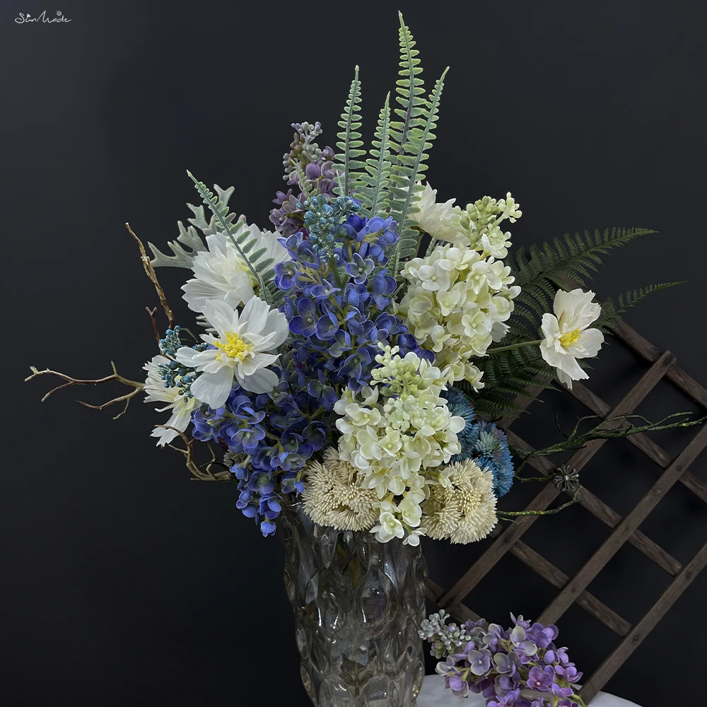 SunMade High-end Real Touch Dreamy Lilac Branch Fake Flowers Home Decor Dining Table Decoration Accessories Autumn Decore DIY