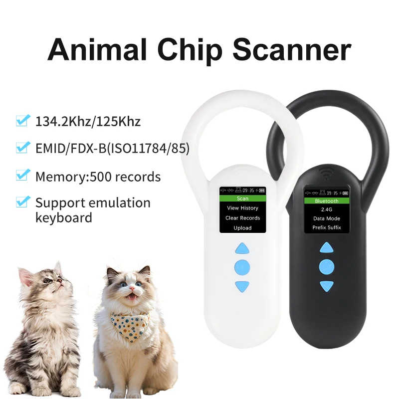 134.2Khz Animal RFID Reader Pet Cat Dog Handheld Microchip Scanner FDX-B Glass Chip USB/Bluetooth Animal Microchip Reader