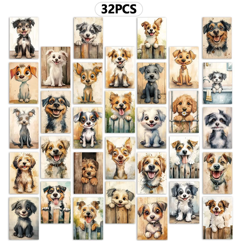 32pcs, watercolor cute puppy postcards, Birthday/Anniversary gifts, collectibles, suitable for gift giving, can be mailed. - view 6