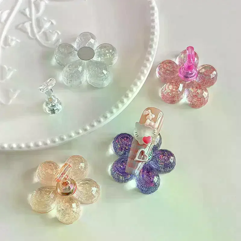 1 Set Magnetic Nail Holder Practice Training Display Glitter Sequins Flower Designs Plastic False Nail Tips Stand Manicure Tools