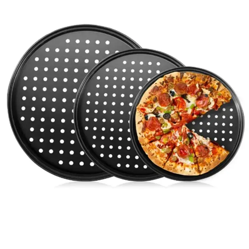 Bakeware Baking Tool Carbon Steel Non-stick Pizza Baking Pan Mesh Tray Plate Round Deep Dish Pizza Pan Tray Mould