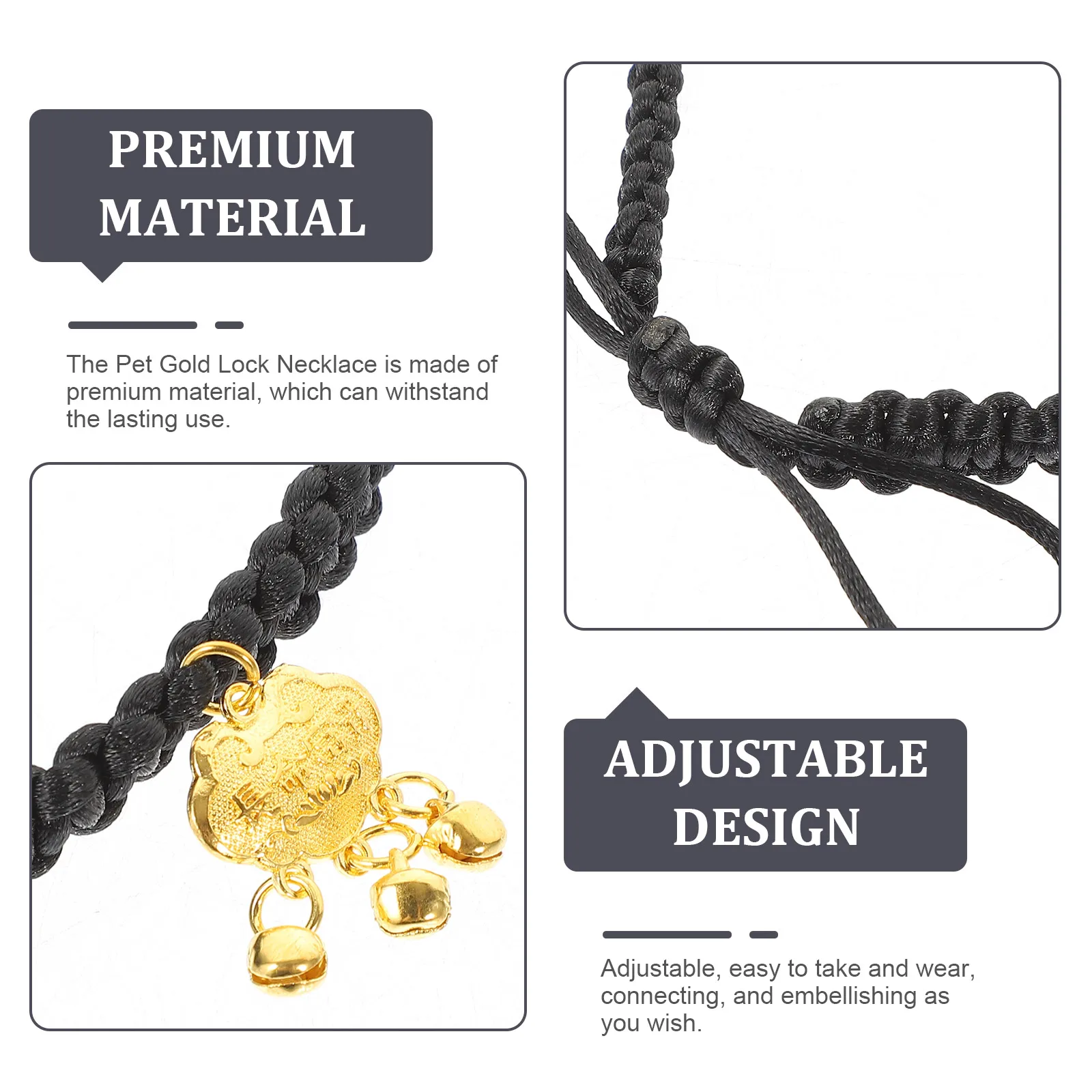 

1pc Adjustable Durable Kitten Puppy Knitting Gold Lock With Cat Dog Collar Accessories Supplies Decorative Pet Necklace