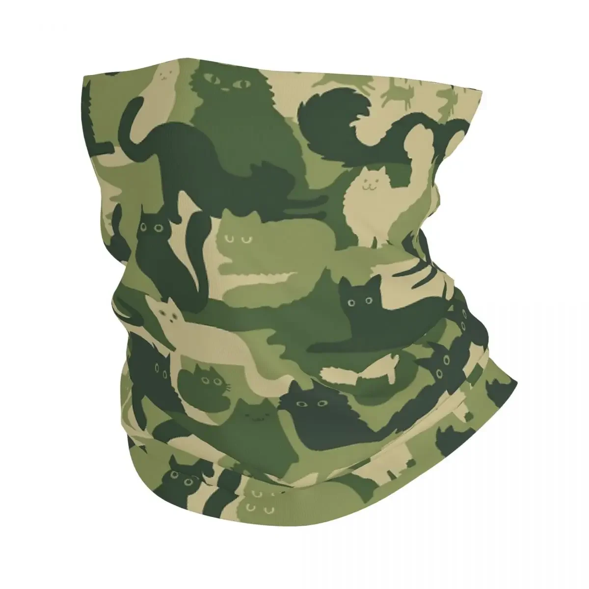 Camouflage Pattern With Cats Camo Bandana Neck Cover Printed Balaclavas Wrap Scarf Warm Headband Riding Outdoor Adult Windproof