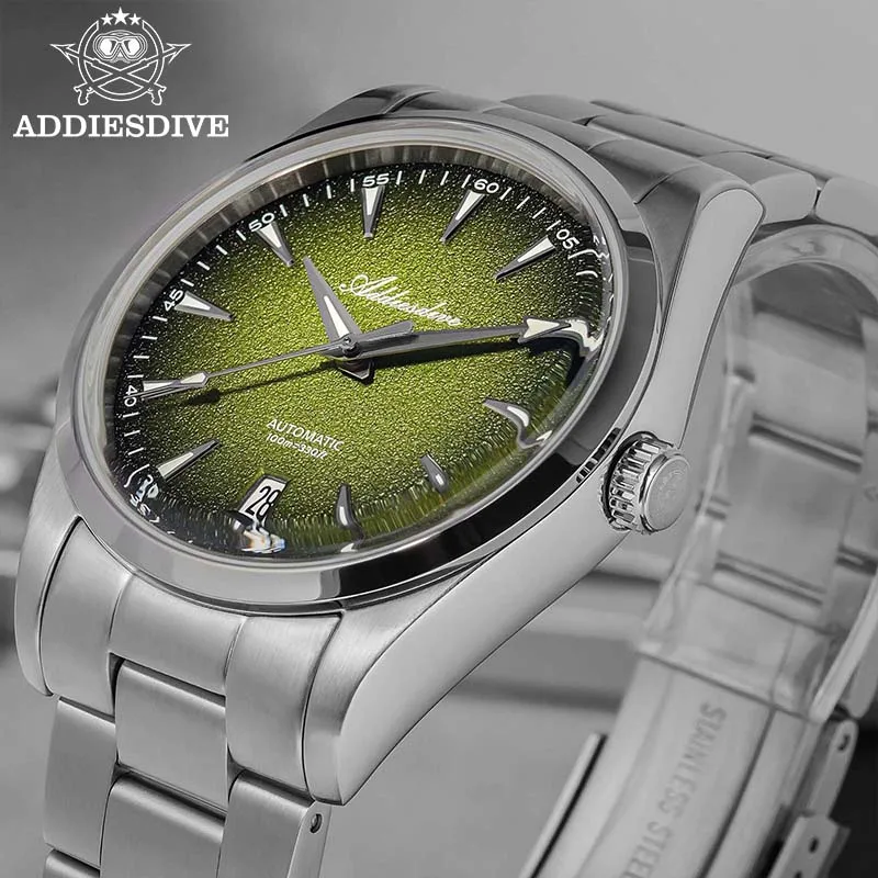 

ADDIESDIVE Новые 39 мм мужские автоматические механические часы K1 Bubble Glass супер светящиеся роскошные часы 100 м водонепроницаемые стальные часы