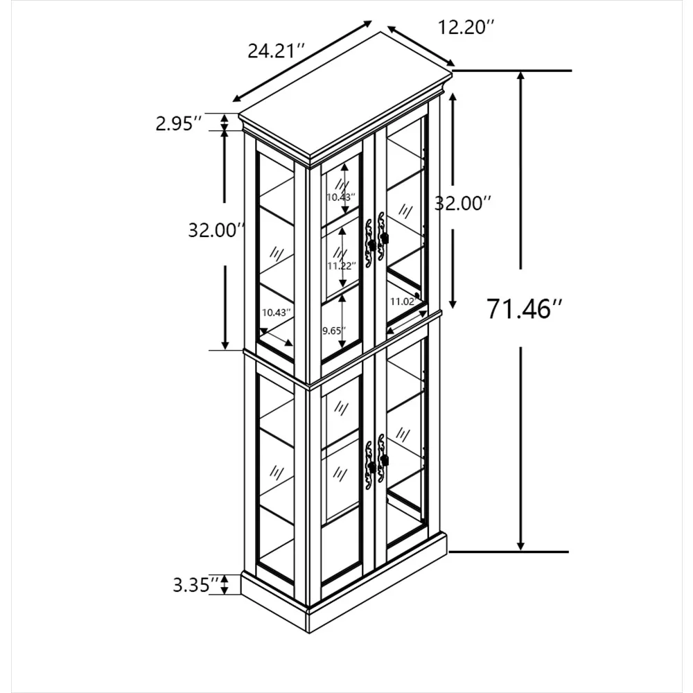 Lighted Glass Curio Display Cabinet,Display Cabinet, Glass Storage Cabinet Glass Wine Cabinet Wood Frame Toy Display Visualizer