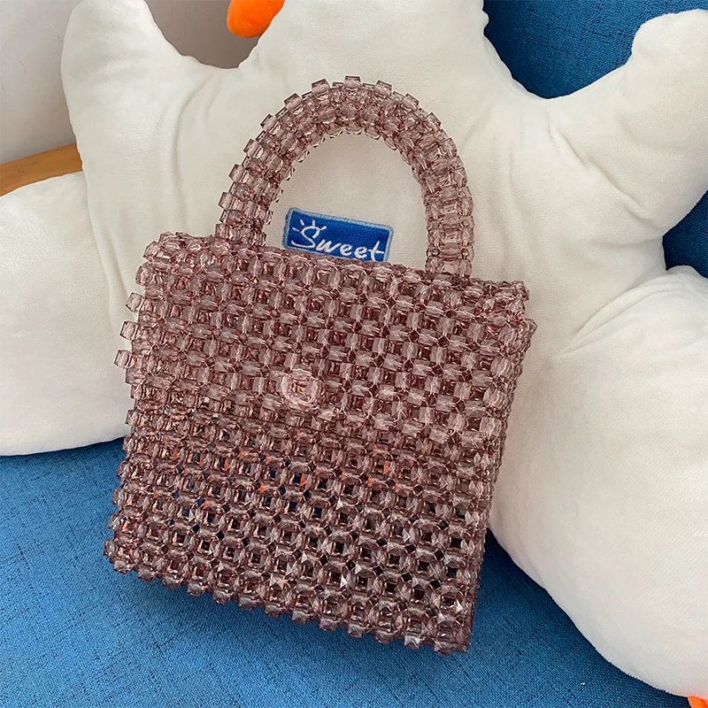 

Homemade Square Bead Bag Unique Design Women Clutch Celebrity Female Dinner Handbags for Ladies Party Fashion Top-handle Summer