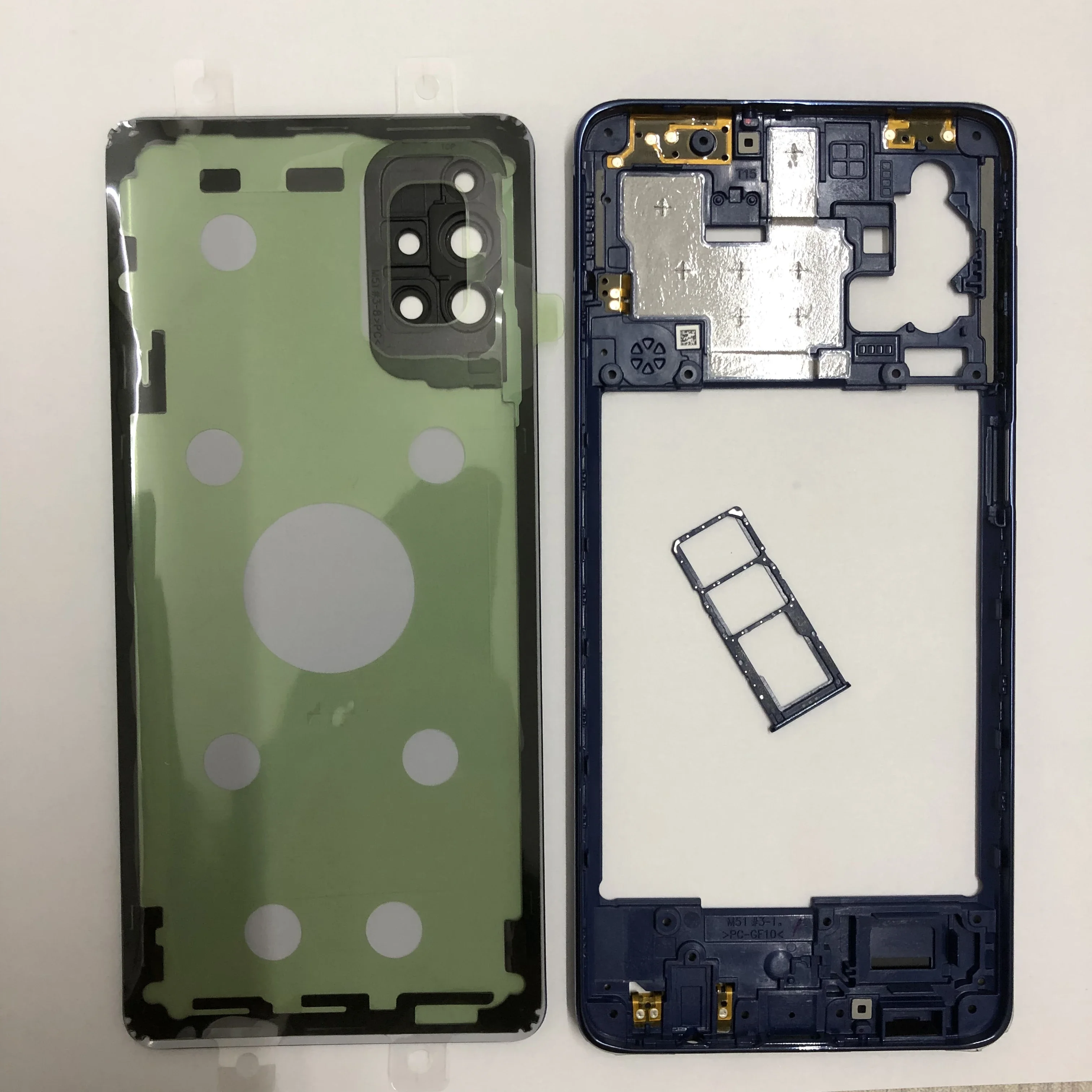 New For Samsung Galaxy M51 M515F Middle Frame Plate Bezel For Samsung M51 Battery Cover Back Cover Rear Door With Lens