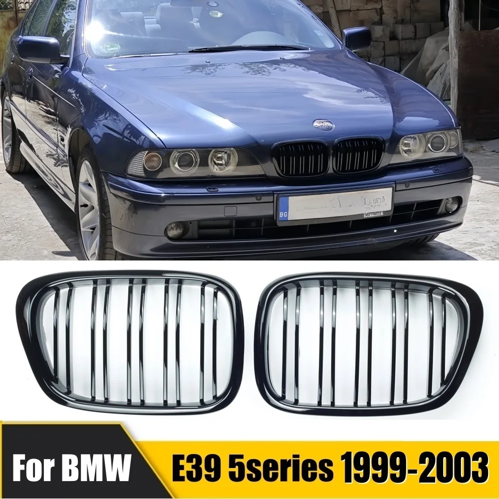 

Car Front Bumper Kidney Grille Dual Slat line for BMW E39 5 Series 525 528 1999-2003 Glossy Black Grill Replacement Part