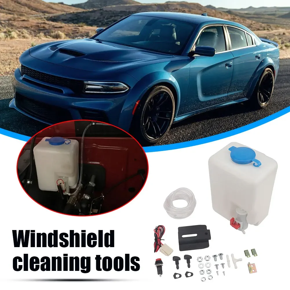 Universal Car Windshield Washer Bottle 12V 1.5L Wiper Systems Reservoir Windscreen Washer Pump Fluid Tank Car Cleaning Tools