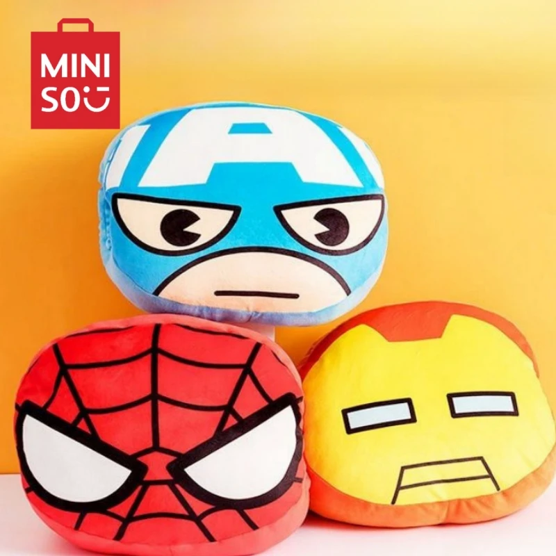 

Аниме Miniso плюшевая подушка с героями Marvel, 30 х36 см, милая мультяшная грелка для рук, спинка, милая детская подушка для сна, мягкая подушка в подарок