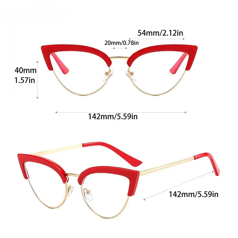 Vintage Cat Eye Glasses Frame New Stylish Semi Metal Rim Women Eyewear Trendy Brand Design Non-prescription Eyeglasses Очки