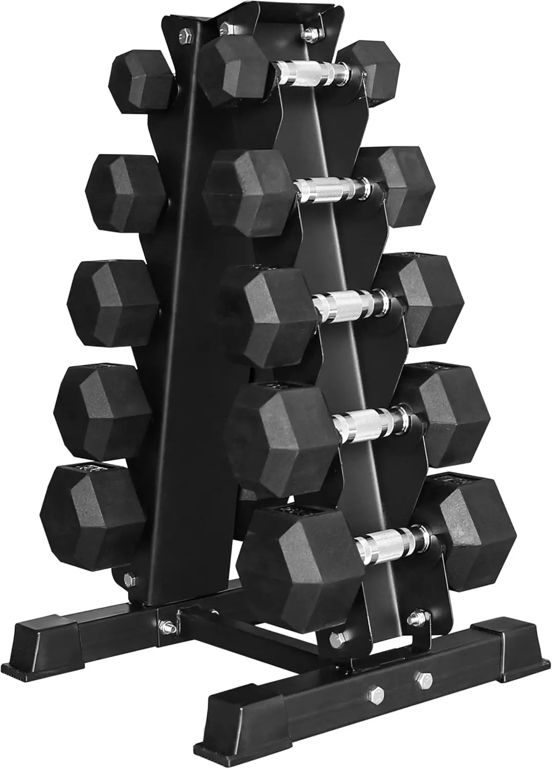 

Premium Rubber Coated Hex Dumbbell Weight Set and Storage Rack, Multiple Packages