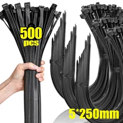 500/100Pcs Wholesale Plastic Nylon Cable Ties Self-locking Cord Straps Adjustable Cables Fastening Loop Home Office Wire Zip Tie